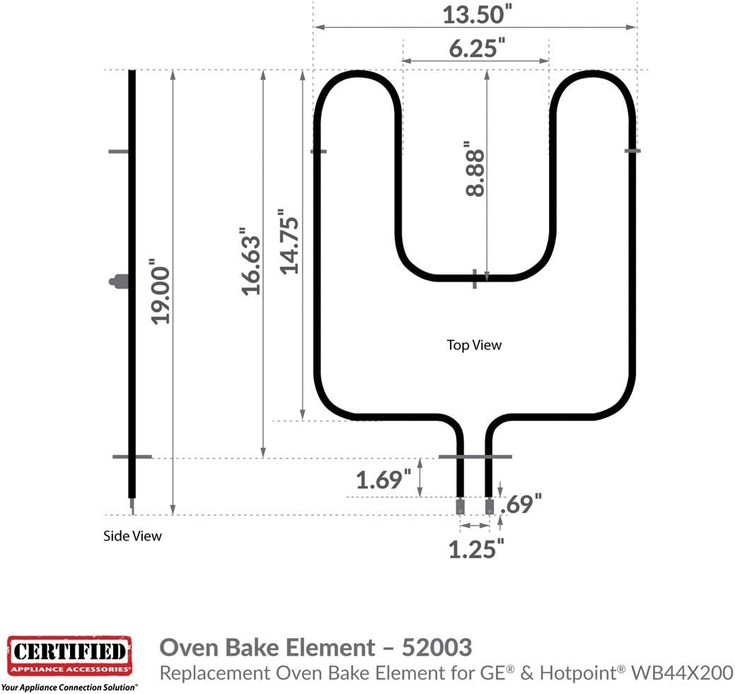 Certified Appliance Accessories 52003 Replacement Oven Bake Element for GE & Hotpoint WB44X200