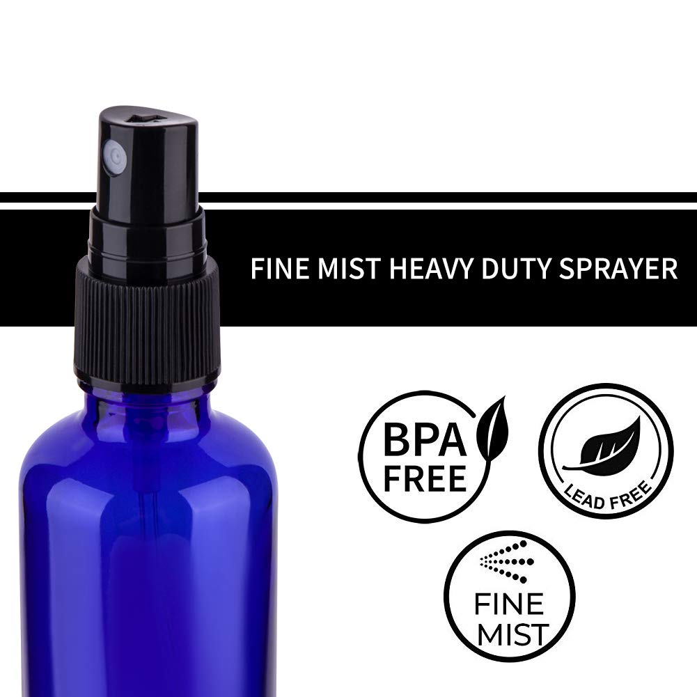 2oz Glass Spray Bottles For Essential Oils, Blue, 3 Pack