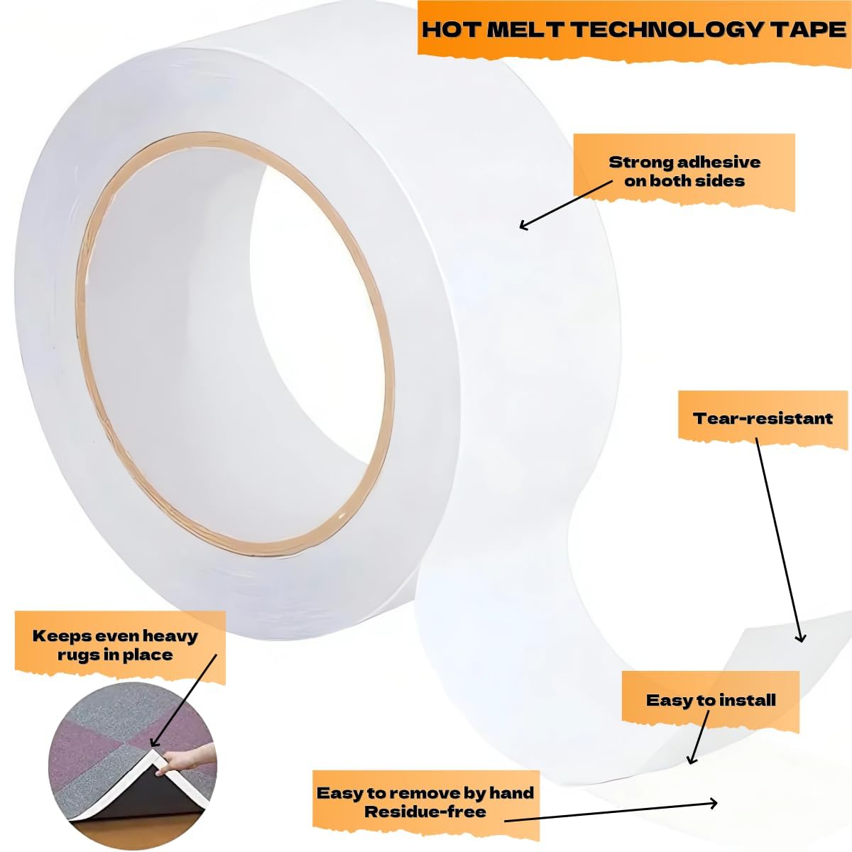 3Inch x 120ft Double Sided Tape, Double Stick Tape for Arts, Crafts