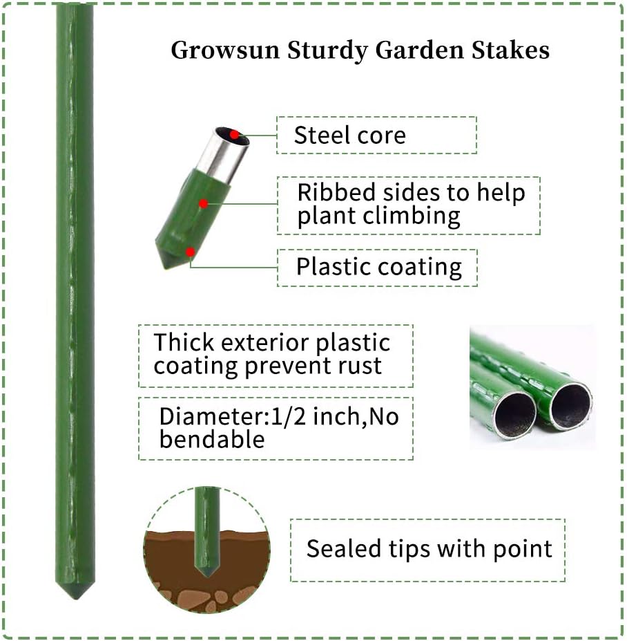 6ft 50 Pack Tomato Stakes Plant Stake Supports Garden Fences Trellis Metal Plastic Coated Plant Cage Supports Climbing