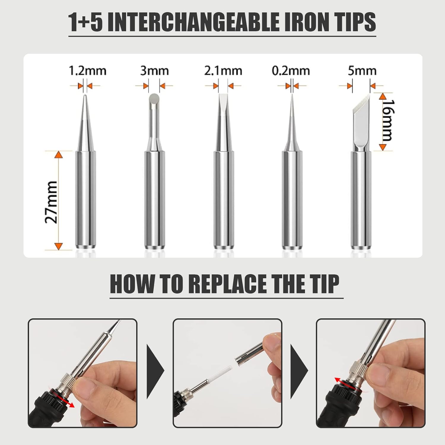 Soldering Iron Kit, 60W Soldering Iron with 5pc Interchangeable Tips, 10-in-1 Adjustable Temperature Solder Welding