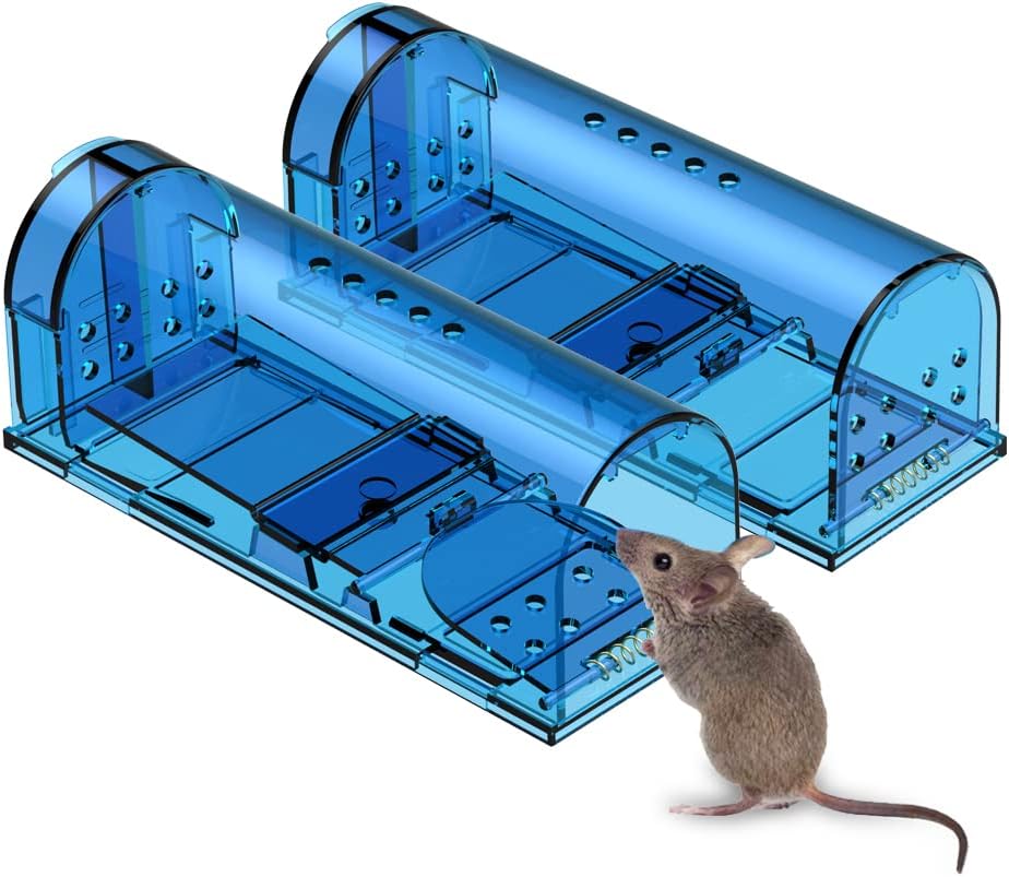 Humane Mouse Trap Reusable! [2-Pack] - Catch and Release No-Kill Rodent Traps for Indoors & Outdoors - Safe for