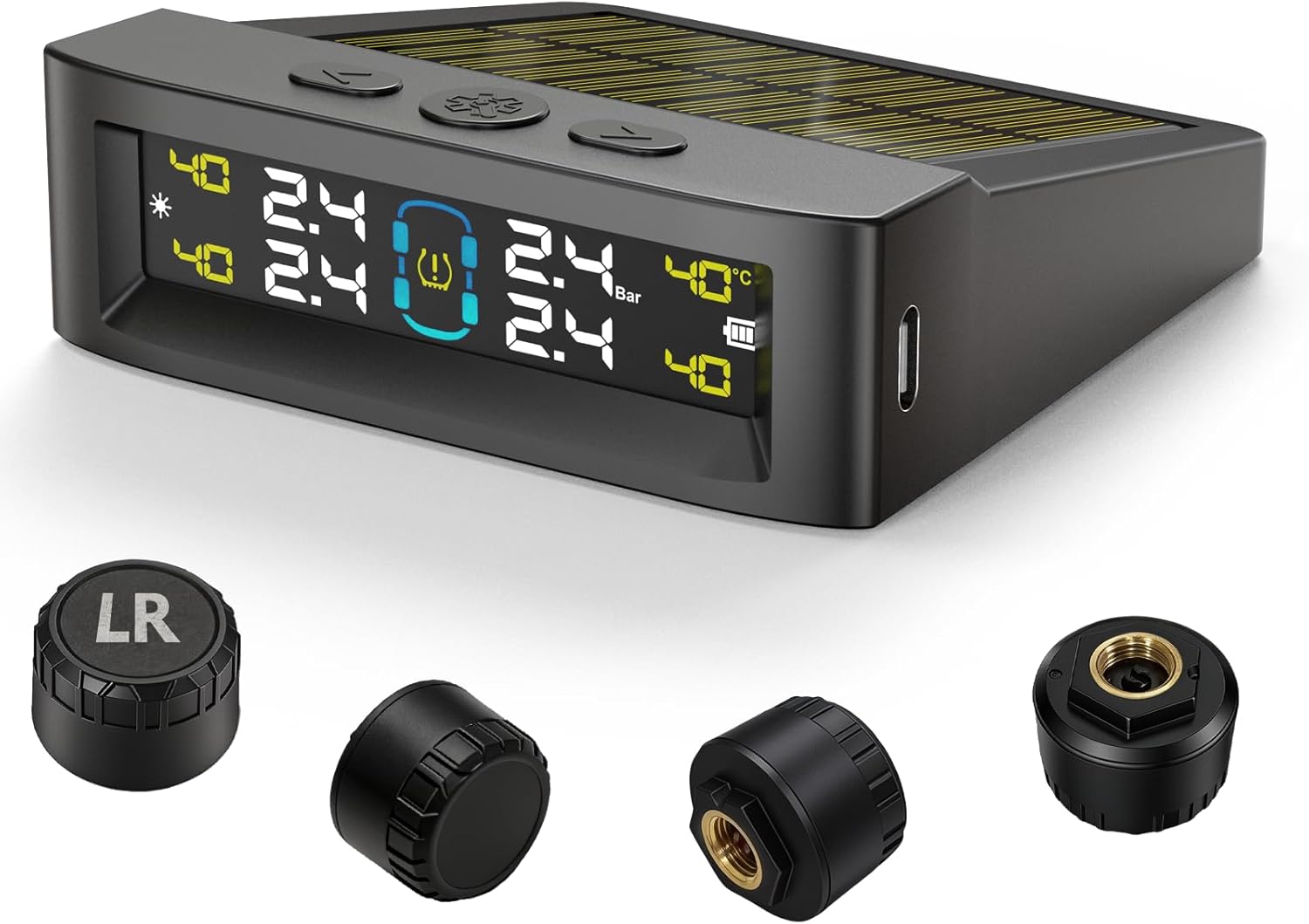 Wireless TPMS Tire Pressure Monitoring System, Real-Time Tire Pressure & Temperature Monitor with 4 External Sensors