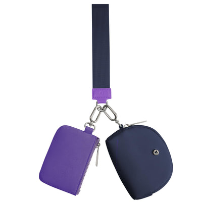 KeyChain Wallet Wristlet For Women Mini Zip Dual Pouch Coin Purse