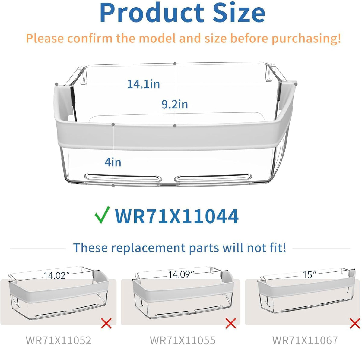 WR71X11044 WR71X11059 Refrigerator Door Shelf Bin (Right Side) Replacement