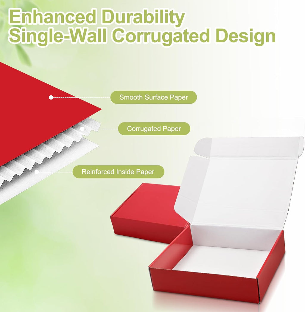 Large Shipping Boxes 20 Pack, 12x9x4 Inch Mailer Boxes, Red