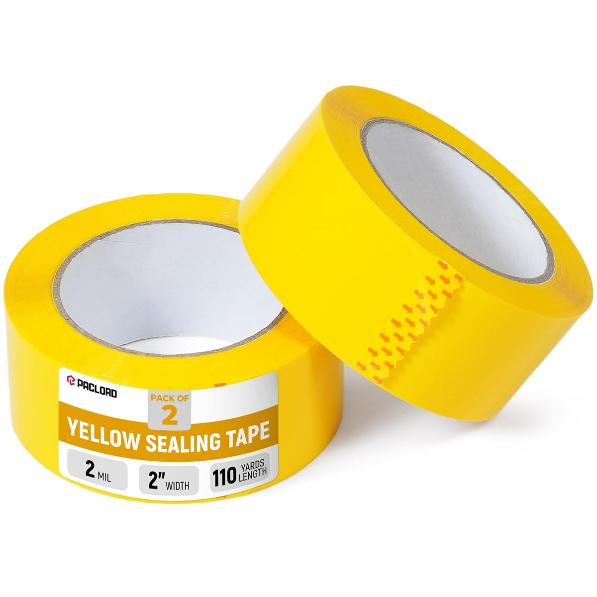 2" x 110 Yards Yellow Packing Tape, 2 Rolls