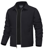 Men's Black Jacket Full Zip Windbreaker for Golf Business Work