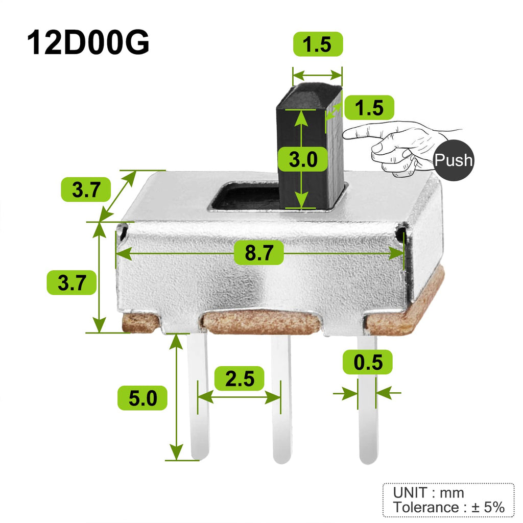 Chanzon SPDT Mini Micro Slide Switch 1p2t 2 Position 70pcs 3mm Toggle
