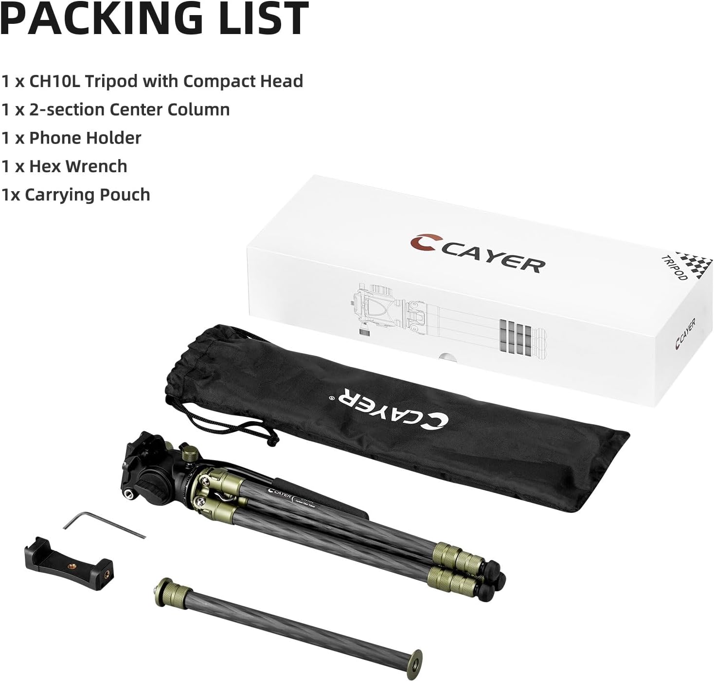 CH10L Carbon Fiber Mini Tripod, 28" with S1 Fluid Head Travel Stand | Compact Desktop Stand
