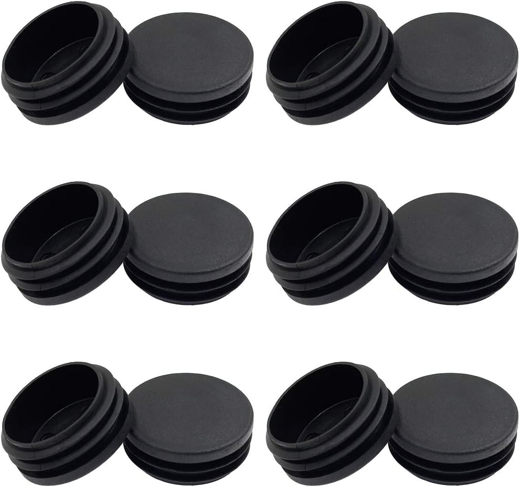12PCS 45mm 1 3/4 Inch Round Black Plastic Plug End Cap