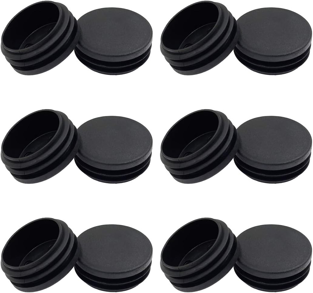 12PCS 45mm 1 3/4 Inch Round Black Plastic Plug End Cap