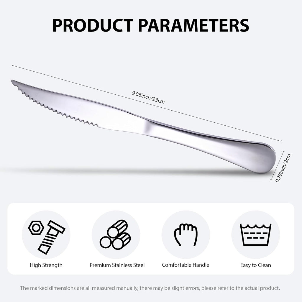 Serrated Steak Knives Set of 24, Kitchen Stainless Steel Steak Knife