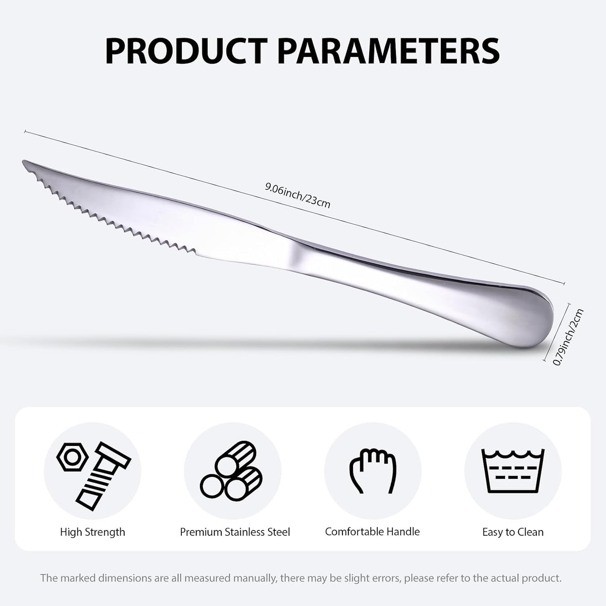 Serrated Steak Knives Set of 24, Kitchen Stainless Steel Steak Knife