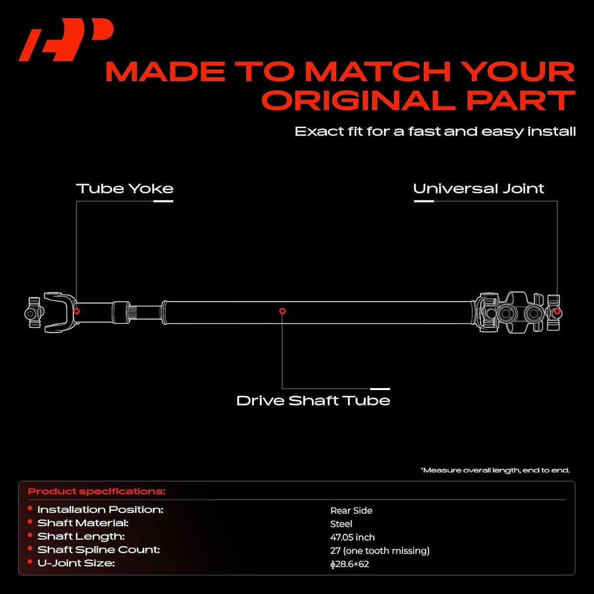 A-Premium Rear Drive Shaft Driveshaft Assembly Complete Prop Shaft