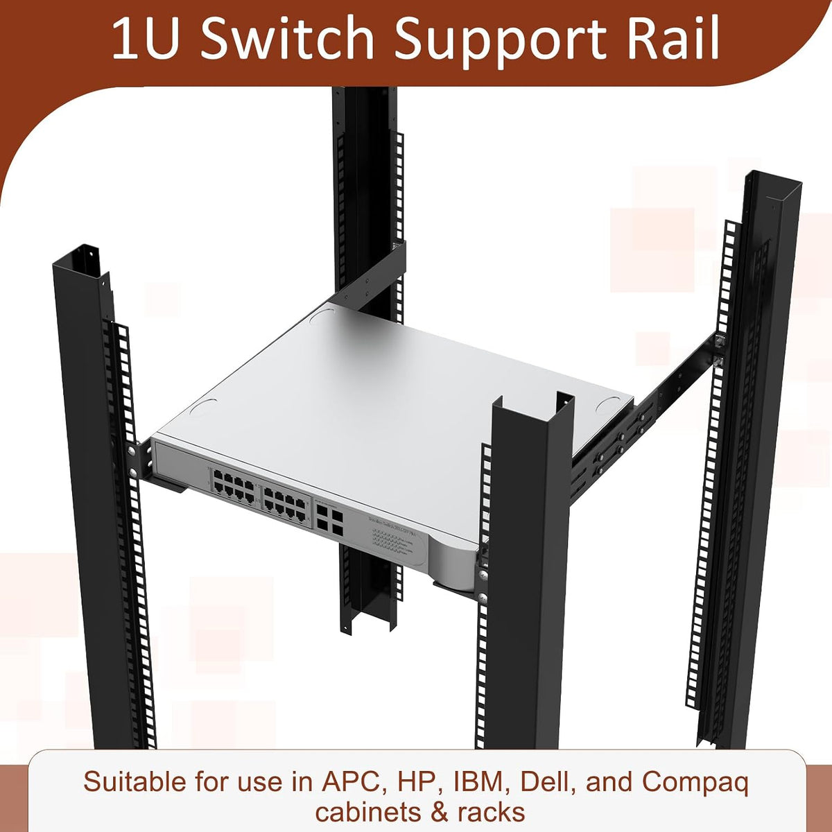 1U Universal Rack Mount Rails, 4-Post Server Rack Rail