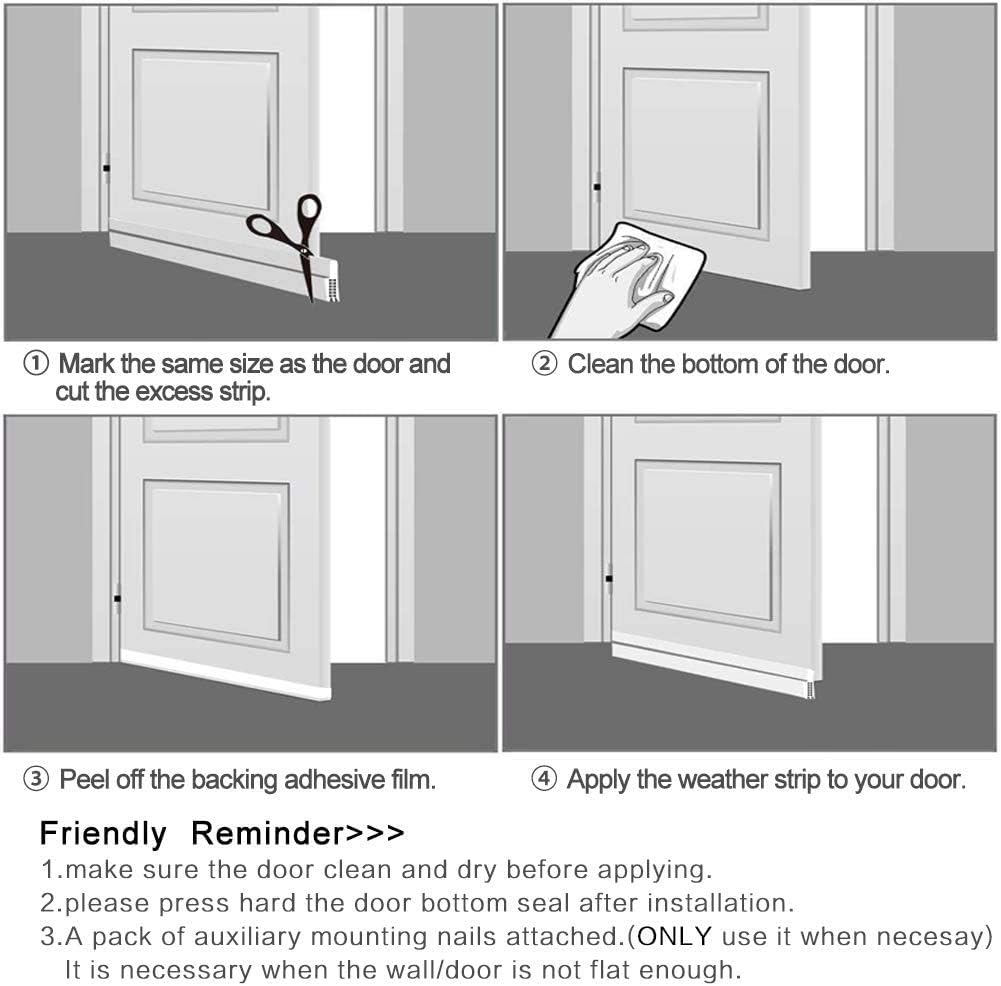 Huge Gap Door Draft Stopper,3.4" W x 39" L Widened Rubber Door Sweep, Black | Designed for Large Gaps - Self-Adhesive