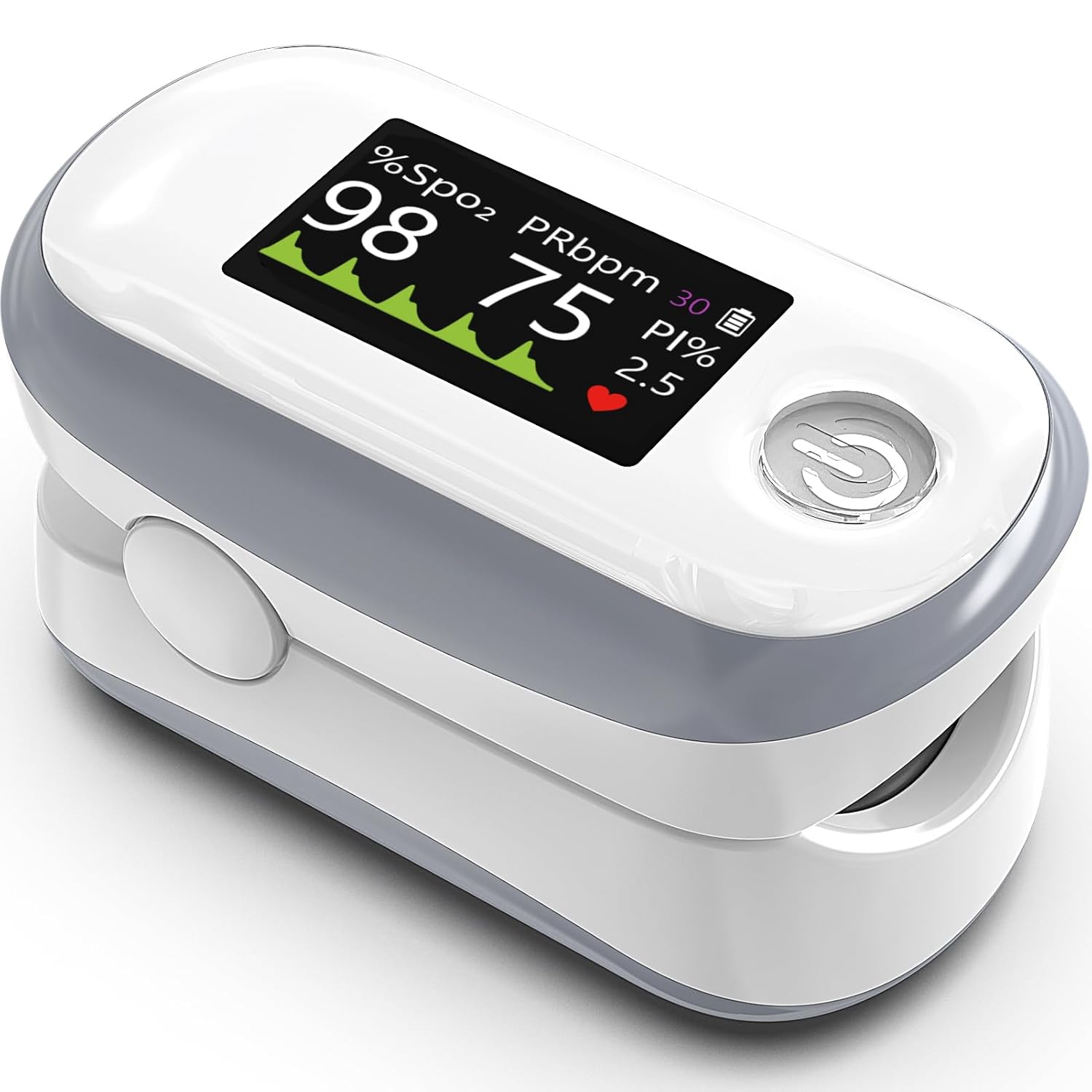 Pulse Oximeter, 4 Color OLED Display Oxygen Monitor Fingertip with 20 × Memory, Blood Oxygen Saturation Monitor