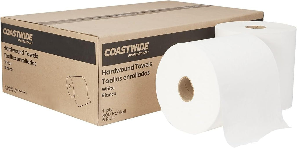Professional Hardwound Paper Towels, 1-Ply, 6 Rolls/Carton