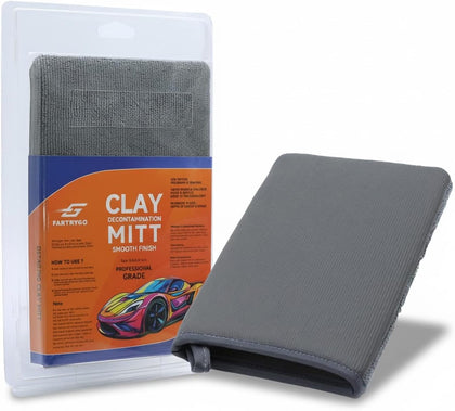 Polishes Clay Mitt - Medium Grade Clay Bar Infused Mitt | Quickly Removes Embedded Contaminants, Overspray, Iron