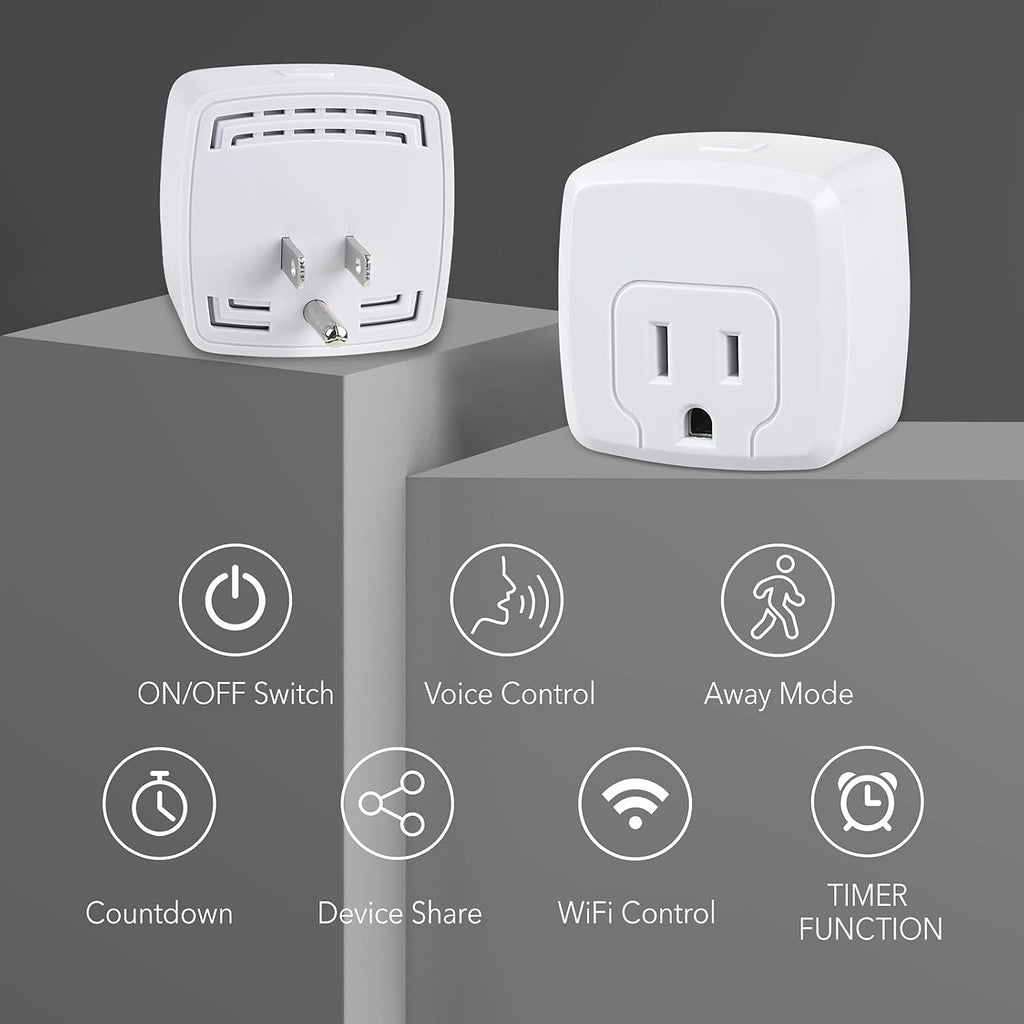 15A Smart Plug, Mini WiFi Outlet Works with Smart Life, 2.4Ghz, 4 Pack | Alexa, Google Home Assistant, Remote Control