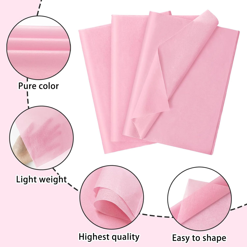 120 Sheets 14 x 20 Inch Pink Tissue Paper for Gift Bag Wrapping