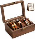 Bracelet Holder Display Wooden Jewelry Organizer Box Lid Bangles Watches | Bangle Storage Case with Velvet Cushions
