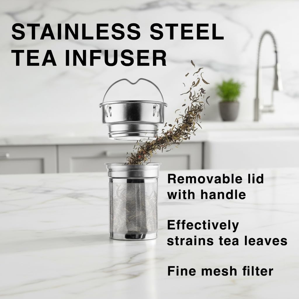 Glass Water Bottle with Stainless Steel Tea Infuser 32oz