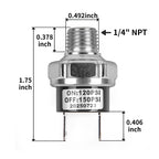 CNWZYMX 120-150 PSI Air Pressure Switch 1/4 NPT Thread, Silver 2PCS