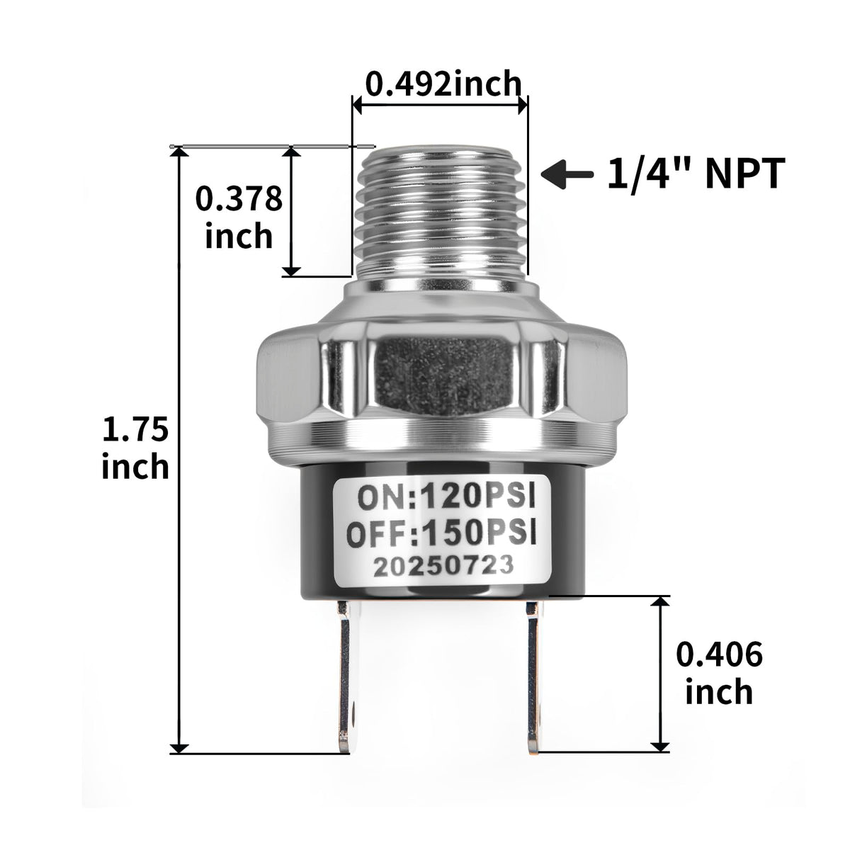 CNWZYMX 120-150 PSI Air Pressure Switch 1/4 NPT Thread, Silver 2PCS
