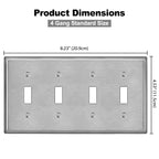 BESTTEN 4 Gang Toggle Switch Metal Wall Plate, Standard Size, Silver