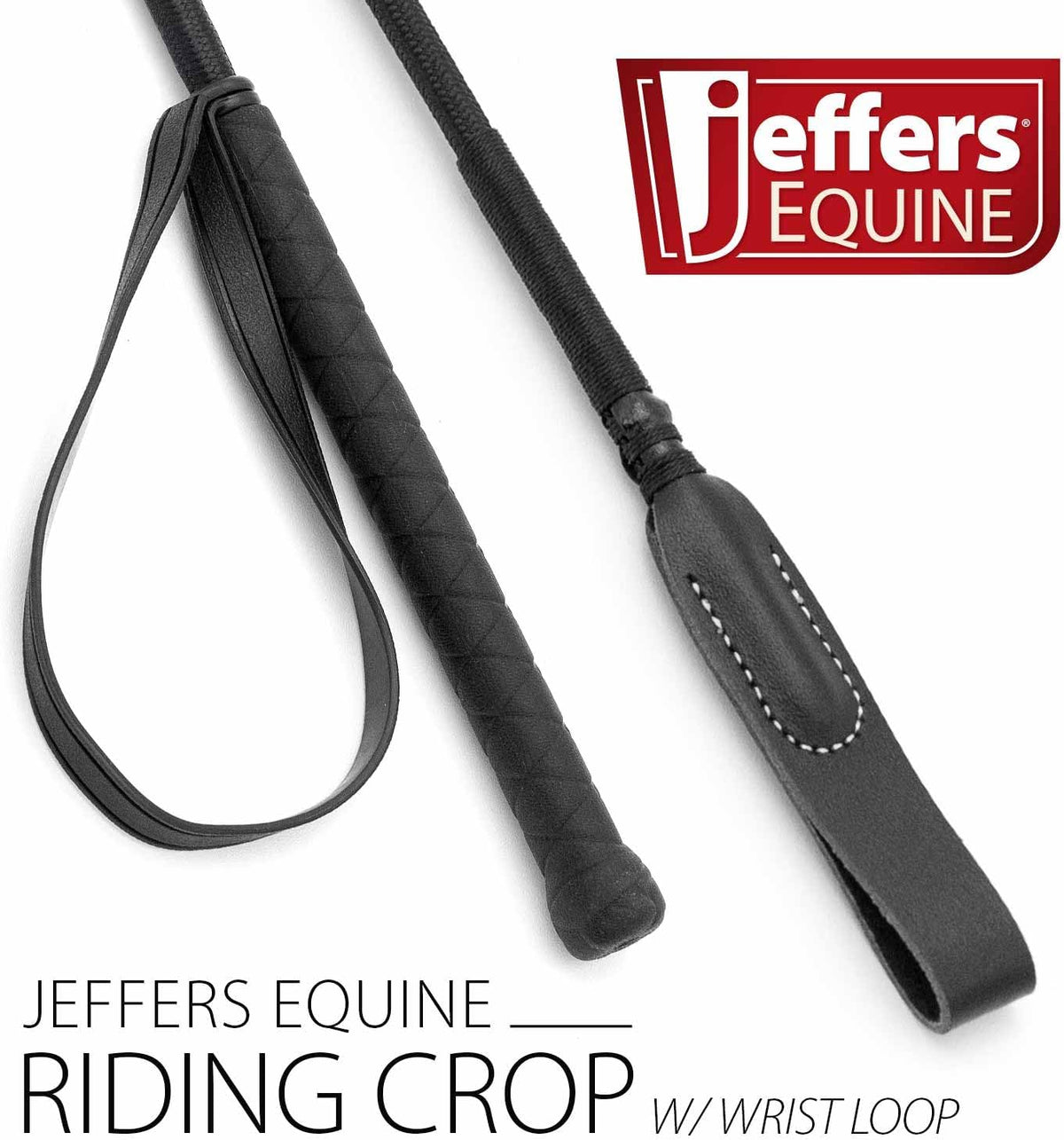 Equine Horse Riding Crop for Equestrian Training – Durable Fiberglass Shaft with Leather Slapper & Rubber Grip –