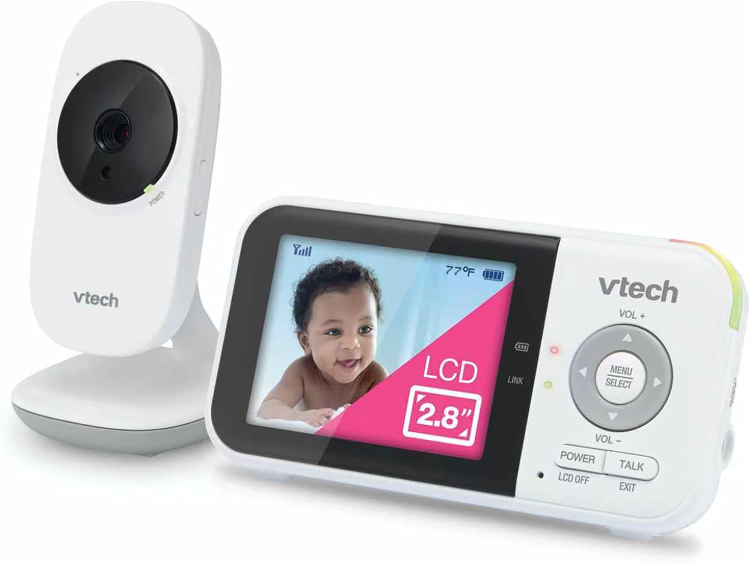 Baby Monitor No WiFi – 19Hr Video Battery, 1000ft Range, Night Vision, Two-Way Talk, Temperature Sensor