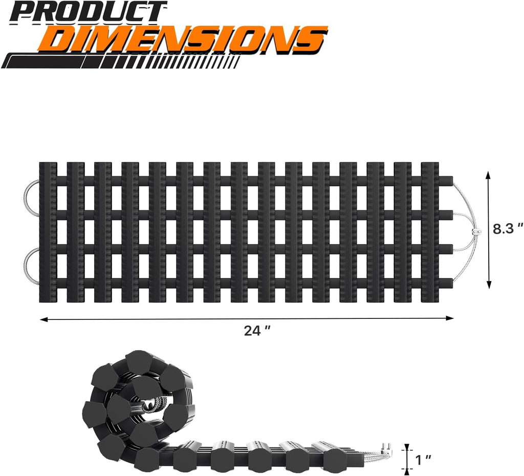 2 Pack Tire Traction Mat Portable Recovery Track Emergency Devices for Vehicle to Get Unstuck from Snow, Mud, and