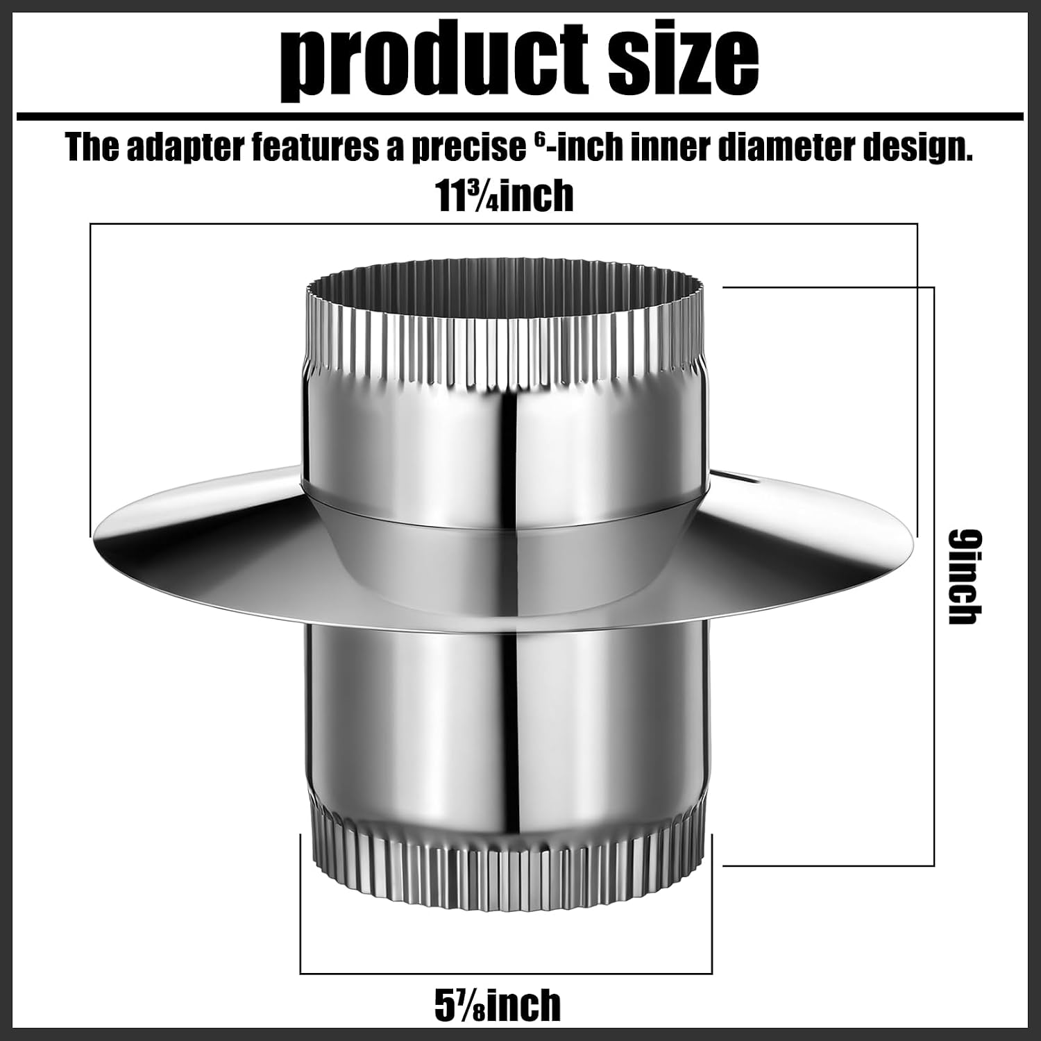 6 Inch Anti Downdraft Chimney Cap Wind Cap Adapter Chimney Draft Stopper Stainless Steel Vent Pipe Connector Secure
