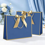 12 Pcs Blue Paper Gift Bags with Ribbon Handle