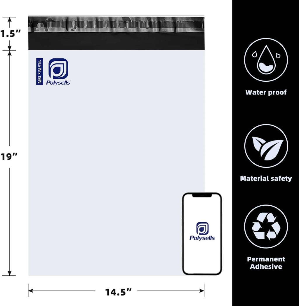 100 Pcs 14.5x19 Inch Poly Mailers Shipping Envelopes, Strong Adhesive Sealing, Waterproof, and Tear-resistant Postal