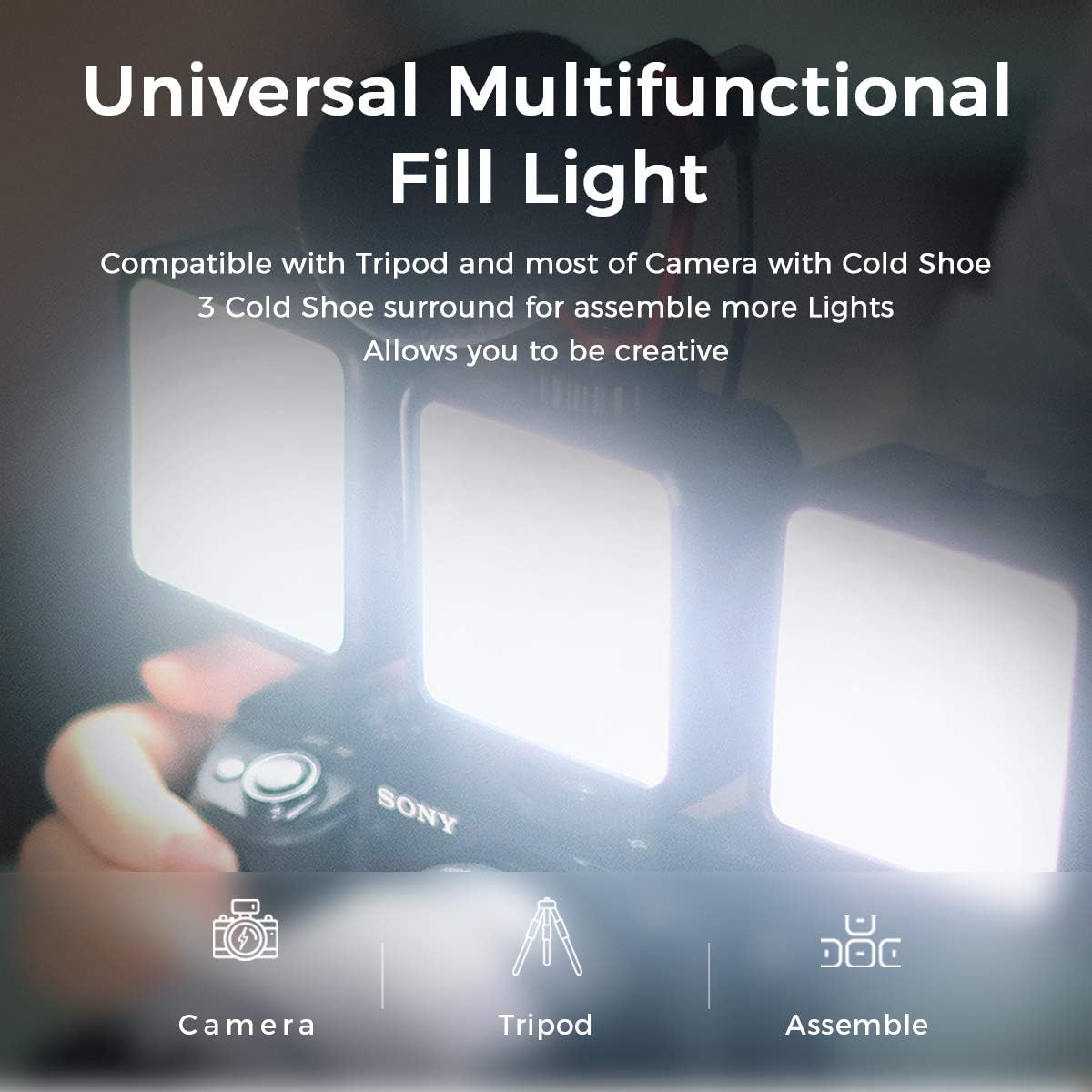 ULANZI VL-81 3000mAh Bi-Color LED Video Light w Softbox - 3200K-5600K+CRI95 Rechargeable Camera Light, 3 Cold Shoe
