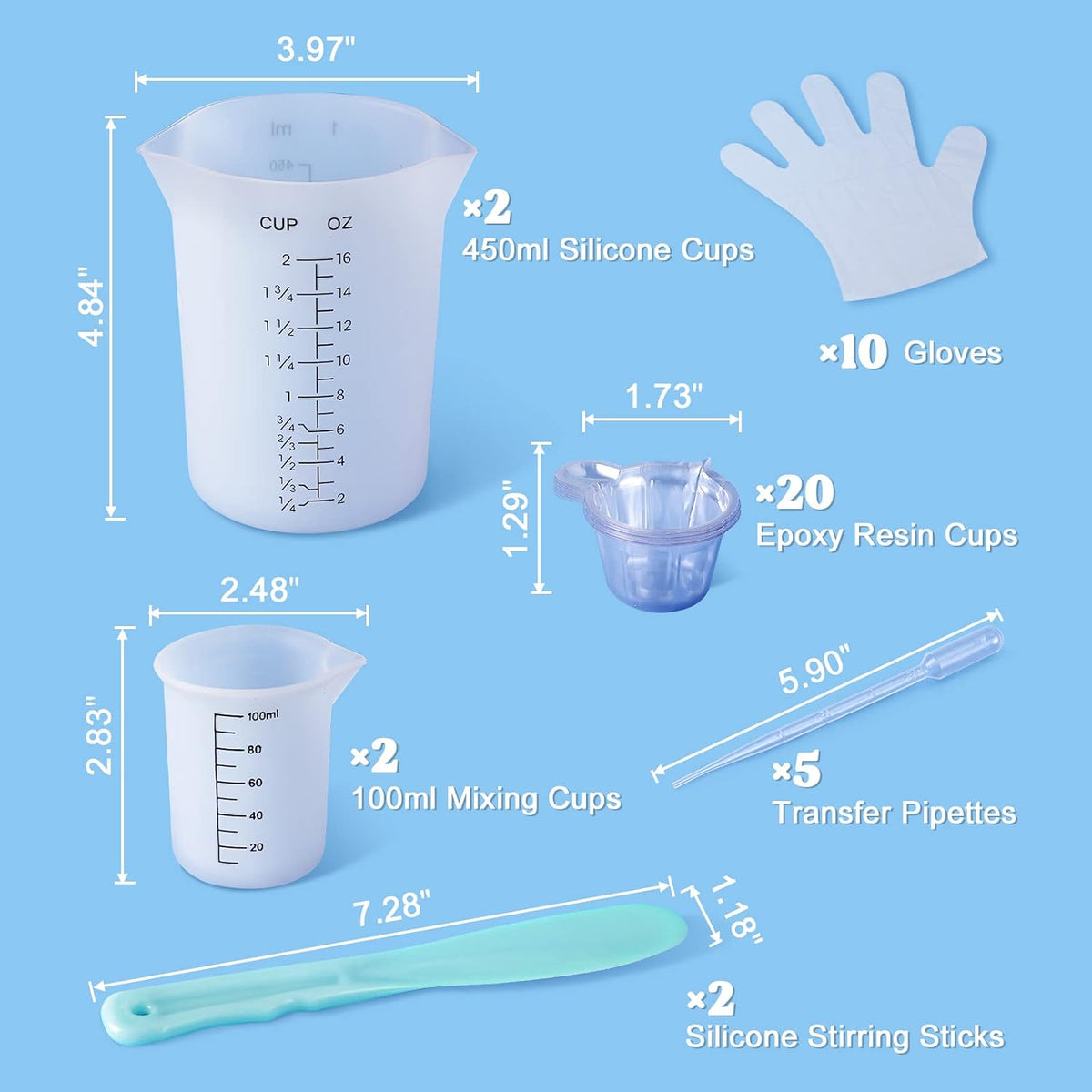 Silicone Measuring Cups, 450 ml and 100 ml Mixing Kit