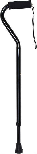 Cane, Offset-Handle, Aluminum, Black, Adjustable Height 30 in to 39 in, 1 Count