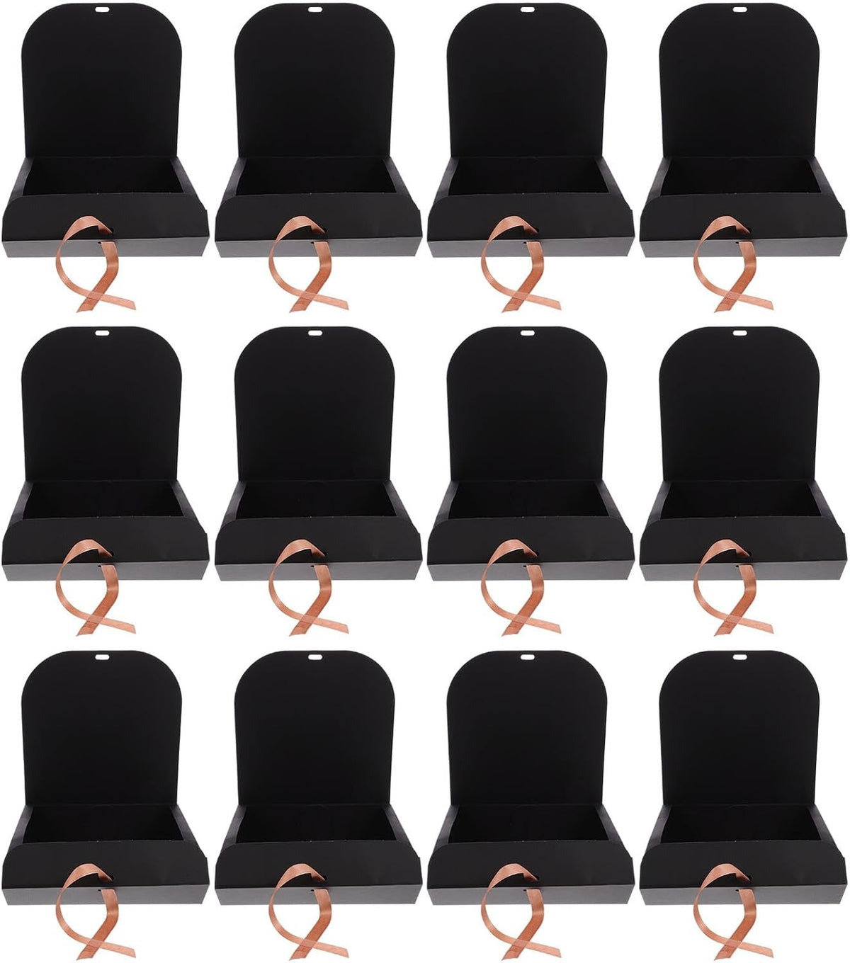 12pcs Kraft Paper Gift Boxes with Lids, Black Decorative Packing Box