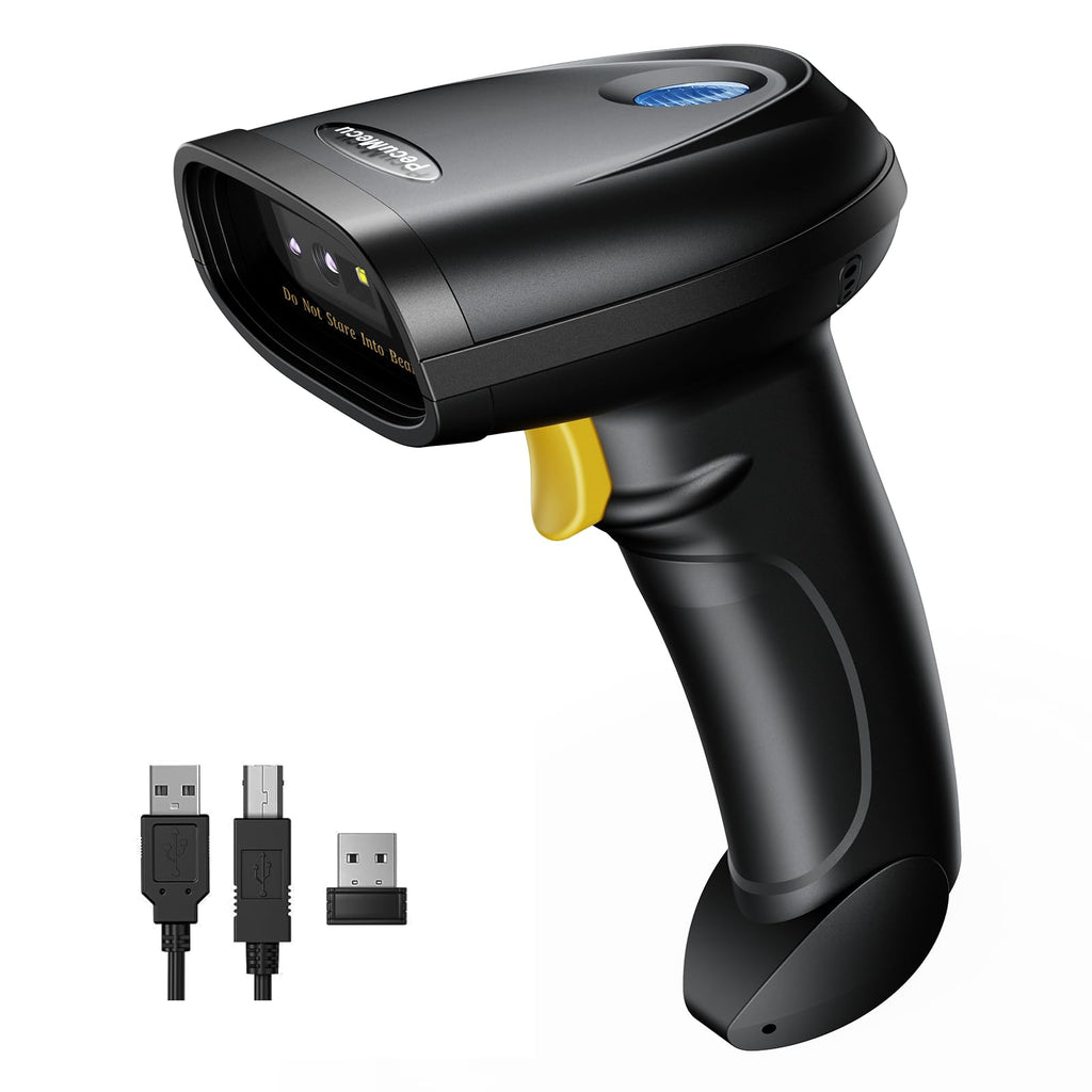 Bluetooth 1D&2D Barcode Scanner, 3-in-1 Bluetooth & USB Wired & 2.4G Wireless QR Barcode Reader, PDF417 Data Matrix