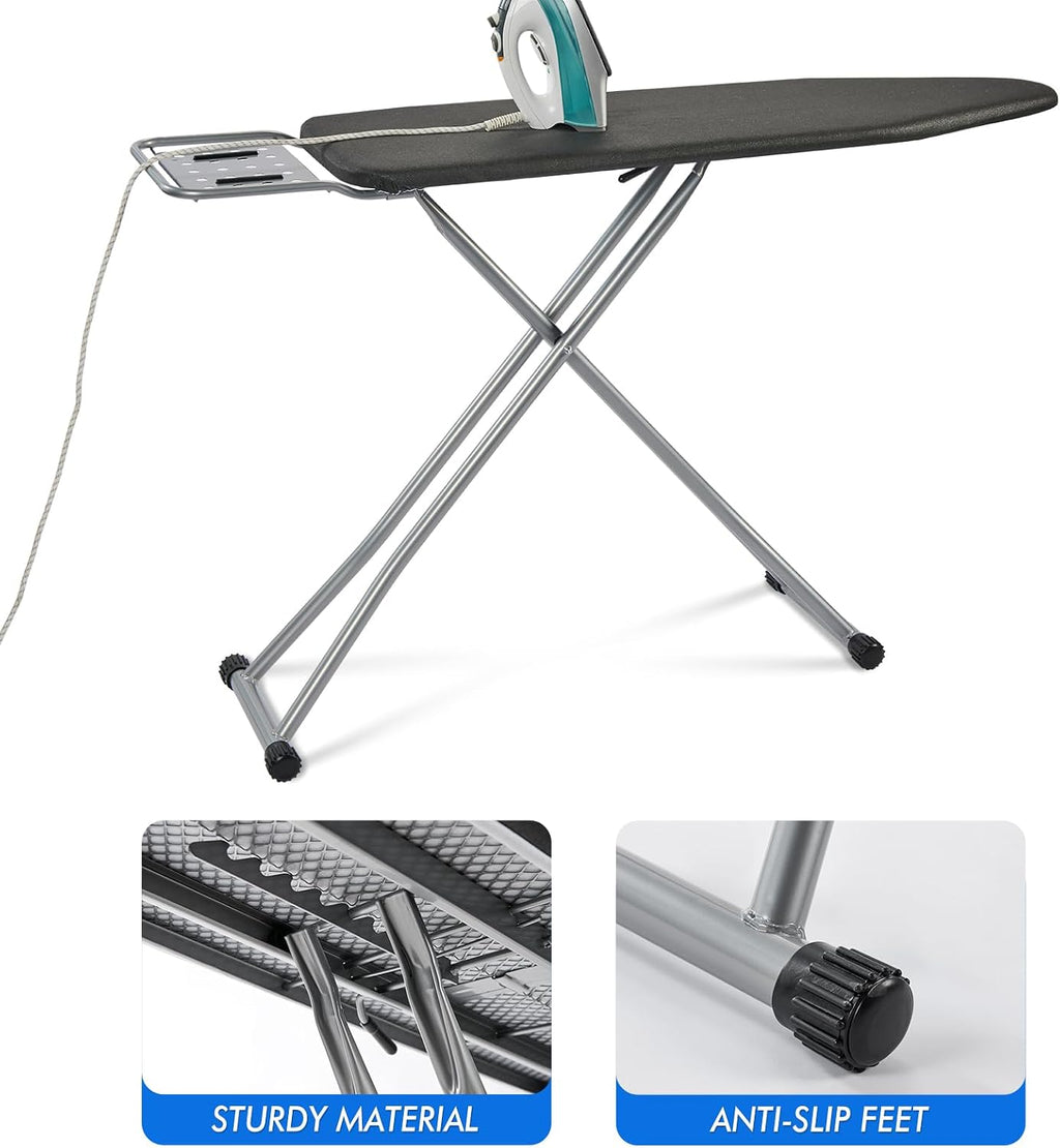 Full Size Ironing Board, Sturdy Frame, Heat Resistant Cover, Iron Rest | Stable Steel Construction, Wide Ironing