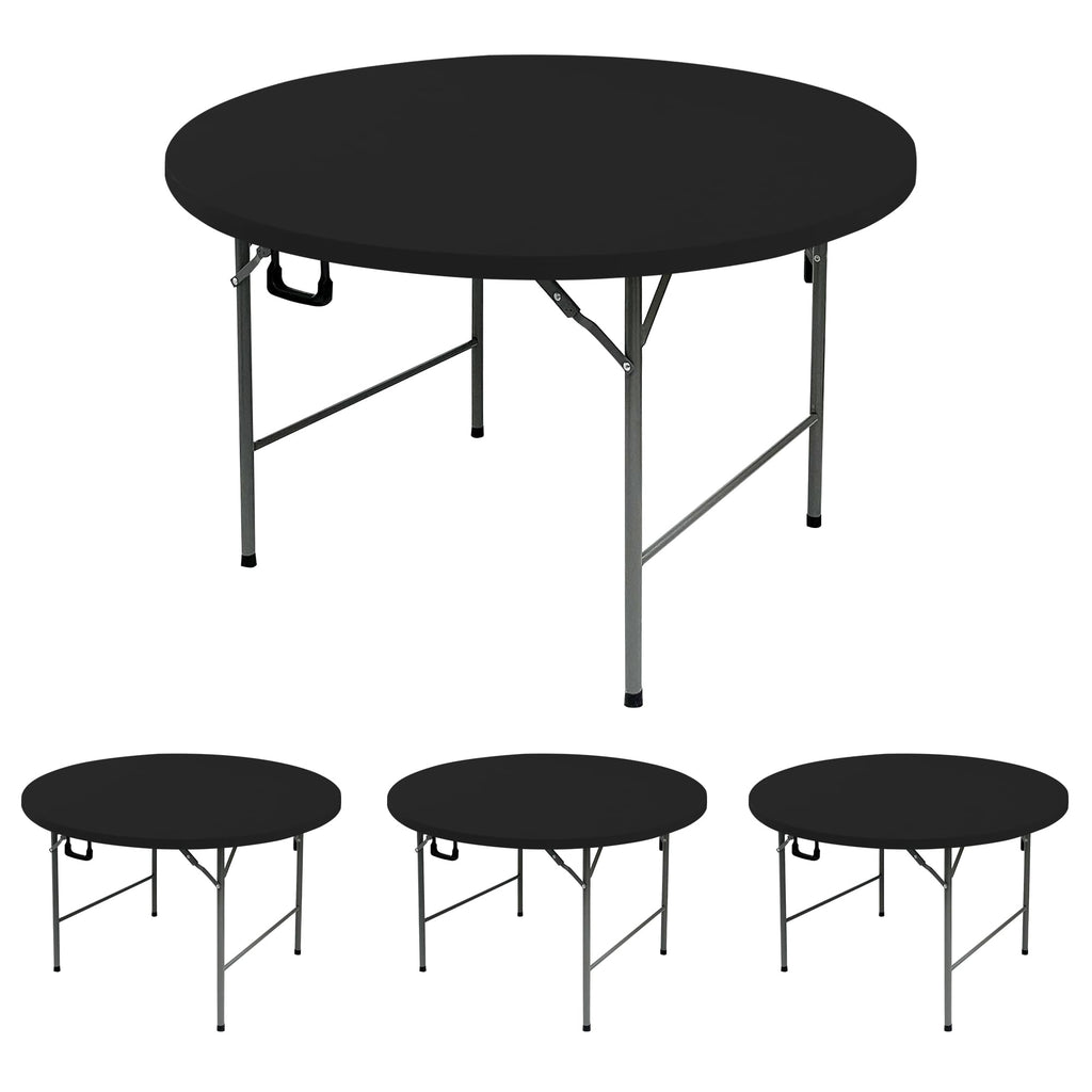 Round Fitted Tablecloth with Elastic-Black Spandex Table Covers 60 Inch