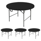 Round Fitted Tablecloth with Elastic-Black Spandex Table Covers 60 Inch