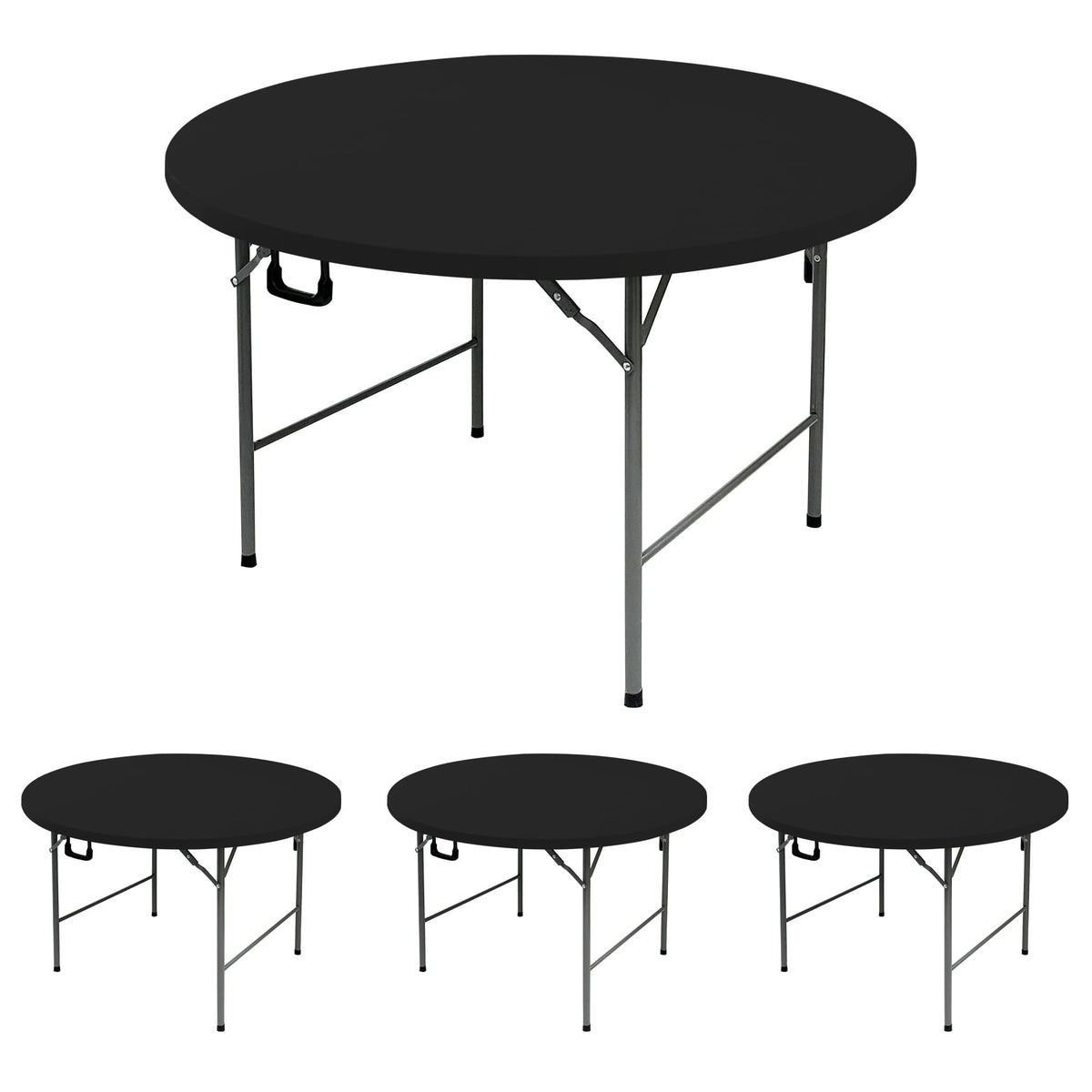 Round Fitted Tablecloth with Elastic-Black Spandex Table Covers 60 Inch