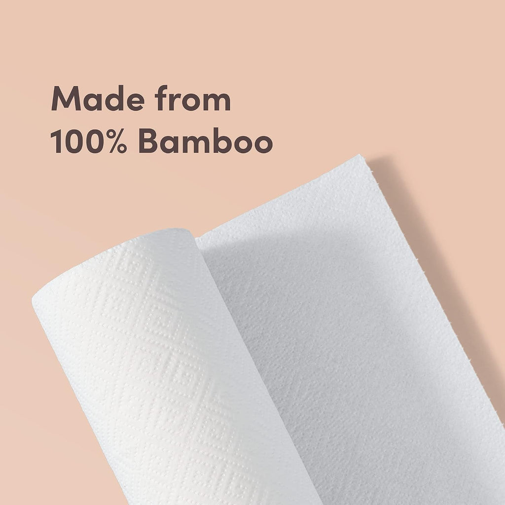 Bamboo Paper Towels, 6 Rolls, 2 ply, 150 Sheets, 900 Count, Plastic-Free, Multicolor