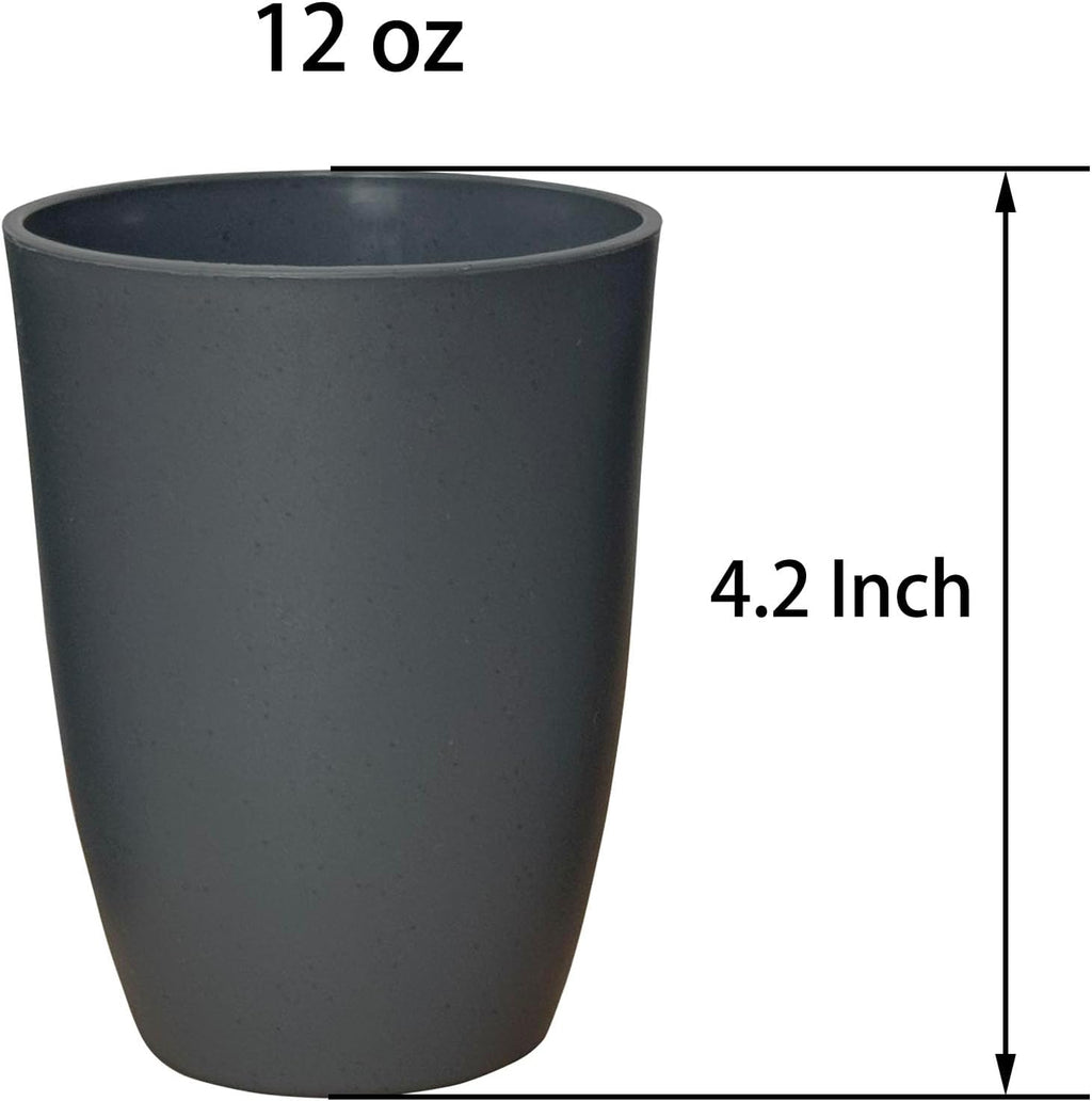 Wheat Straw Reusable Cup (12 oz) - Unbreakable Drinking Glasses Sets of 4 - Dishwasher Safe Tumbler - Lightweight