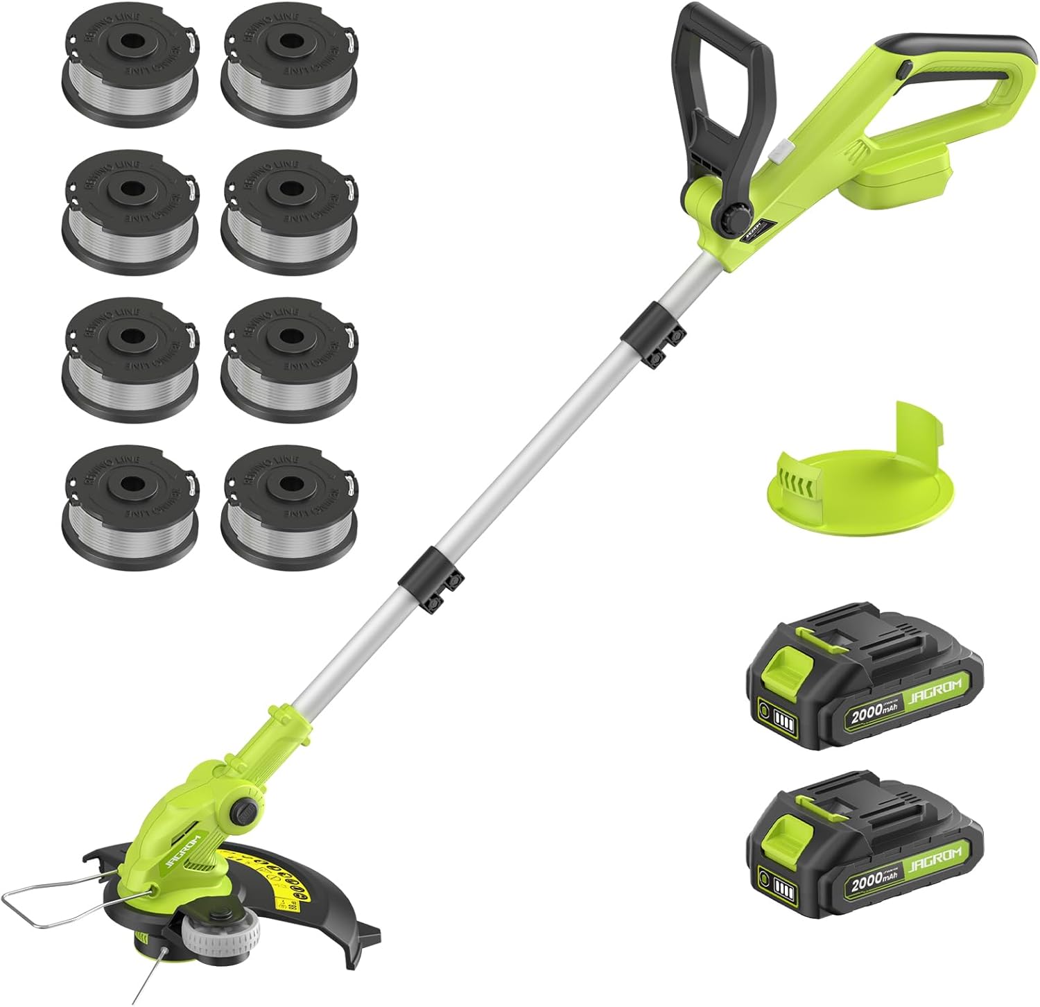 Electric String Trimmer Cordless with 2x2.0Ah Battery, 20V Weed Wacker Weed Eater with Charger, 12-inch Lawn Mover &