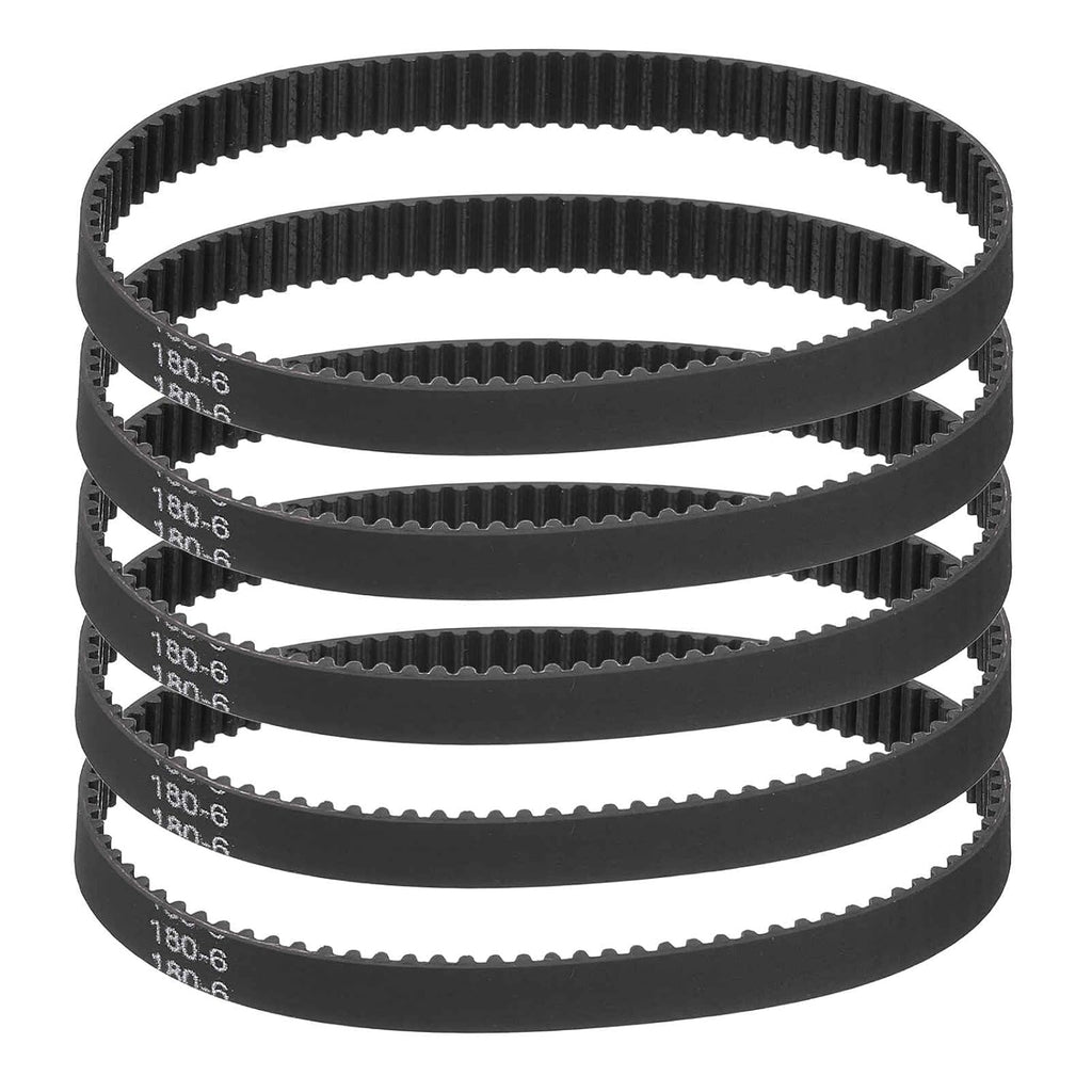 MECCANIXITY 180mm GT-2 Timing Belt 6mm Width 2mm Pitch Black 5pcs